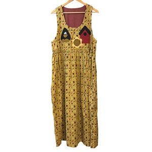 Vintage 90's Jumper Dress Cottagecore Grandma Core Folk Art Whimsical Farmhouse